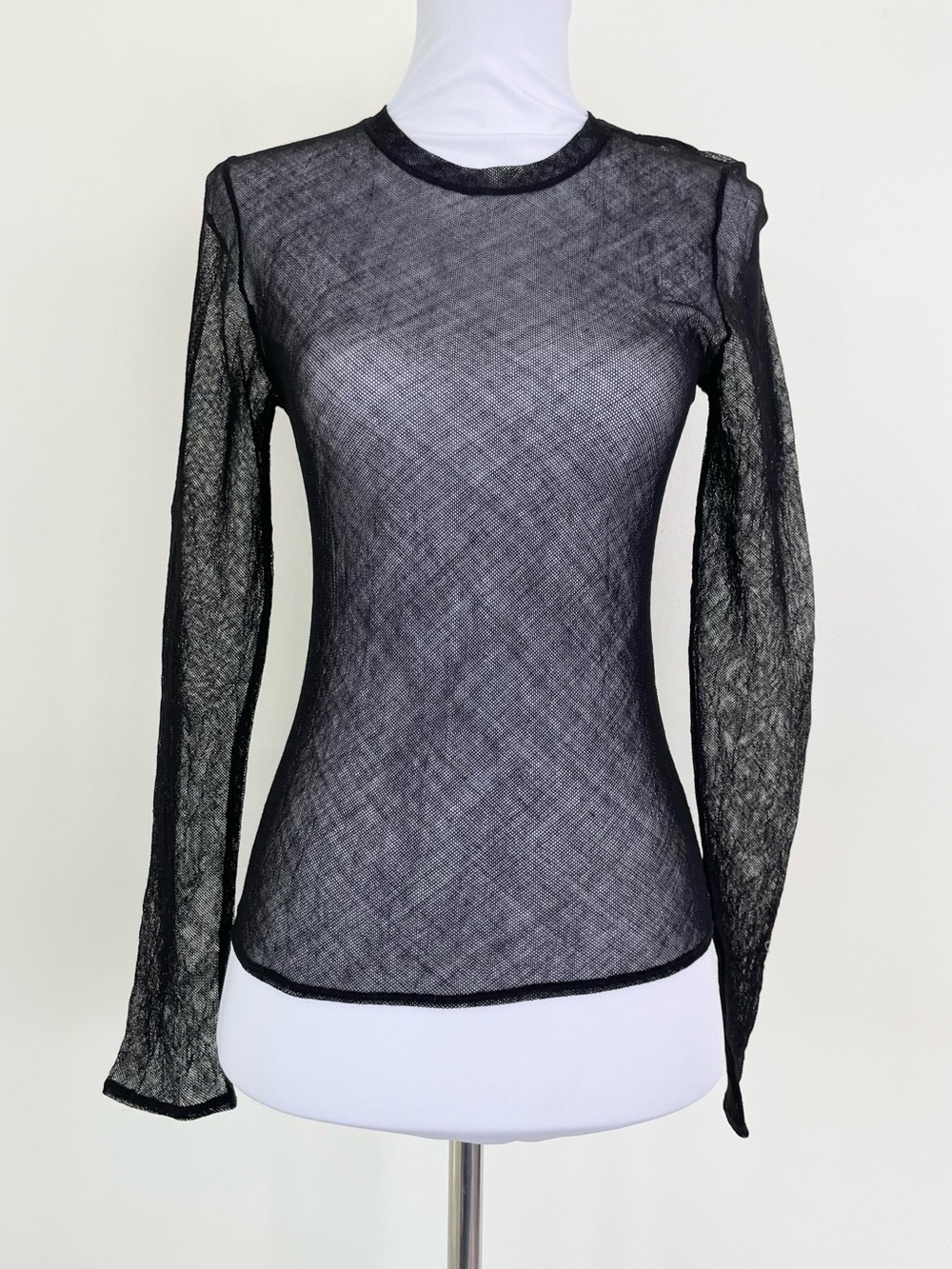 dosa 100% Wool Mesh Long Sleeve Crew Neck Top Sz 2 Black Whimsigoth Witchy Rave